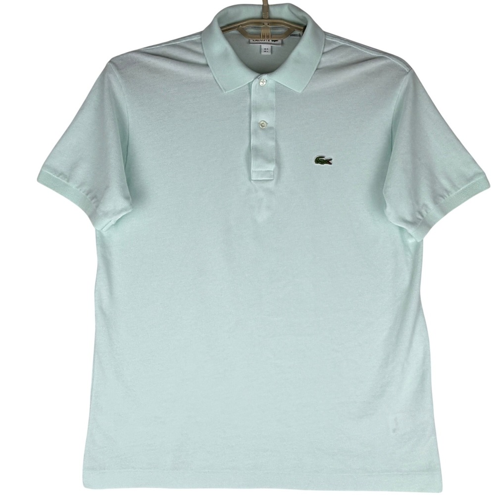 Lacoste L1212 Polo Shirt Mens L Light Blue Classic Fit Pique Cotton Peru Croc